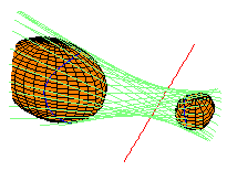 Lines transversal to 2 lines and a sphere