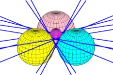 4 disjoint spheres with 12 common tangents